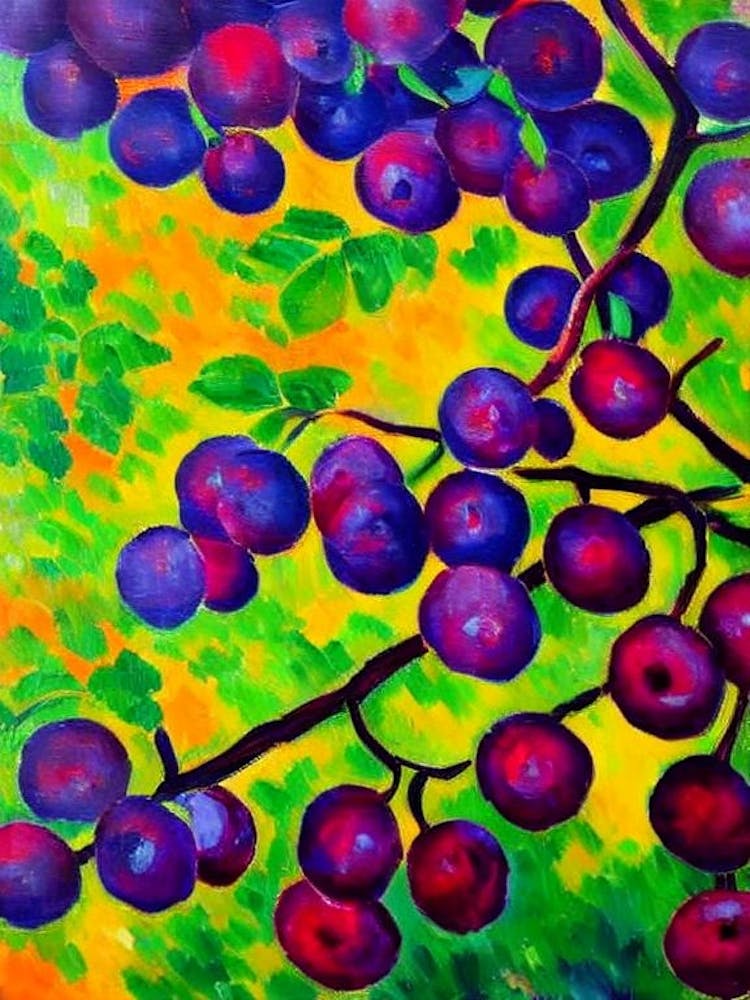Boysenberry Fruit Vibrant Matisse Inspired Painting Fruit