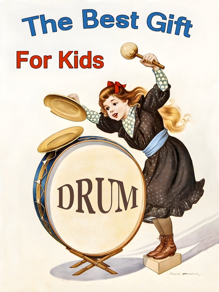 Drums, The Best Gift For Kids, Funny Vintage Poster