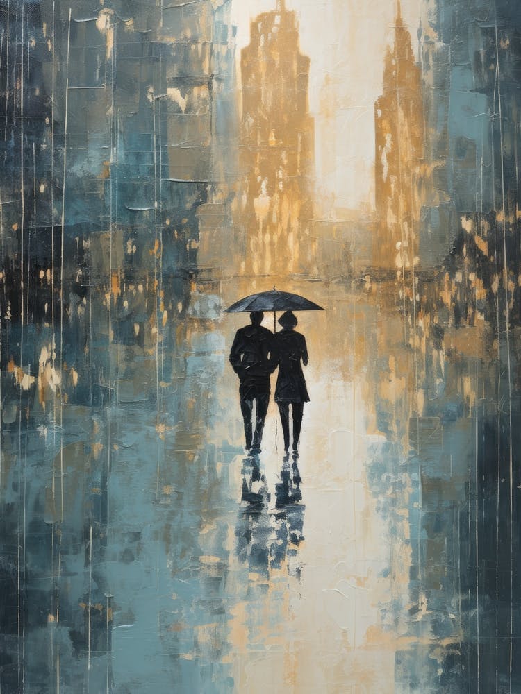 Couple Walking In Rain