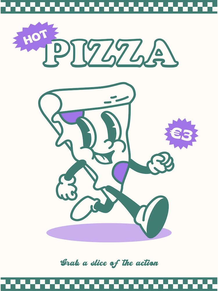 Green And Purple Retro Pizza