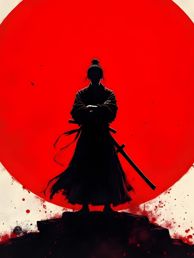 A Samurai's Silhouette A Symbol of Strength and Resilience
