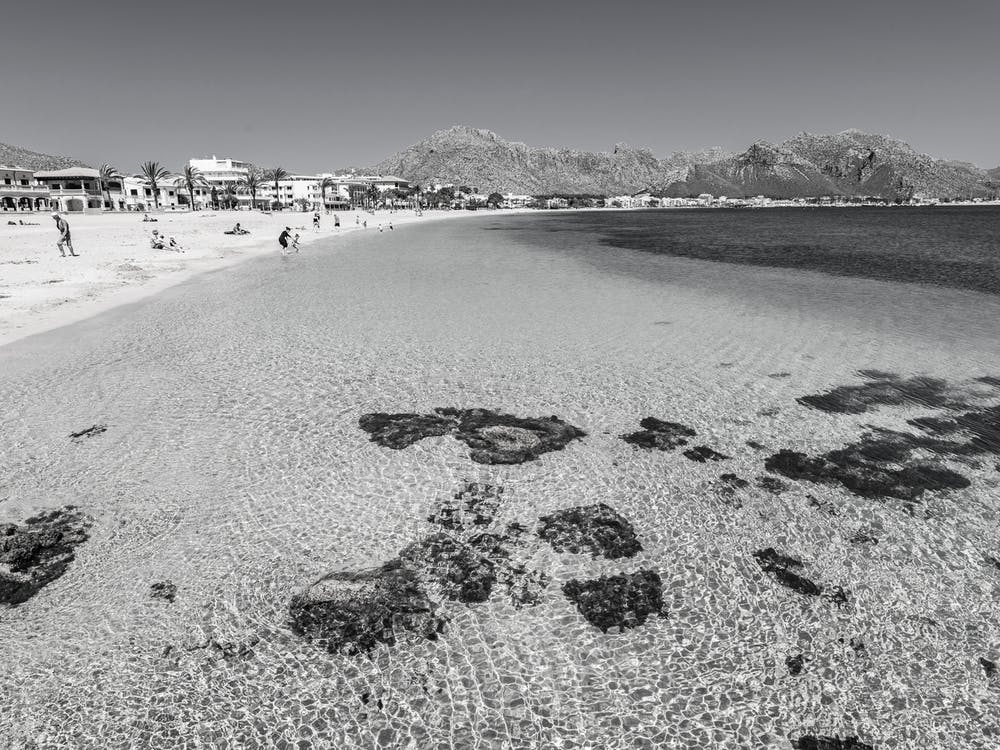 Pollensa Beach Mallorca Black And White