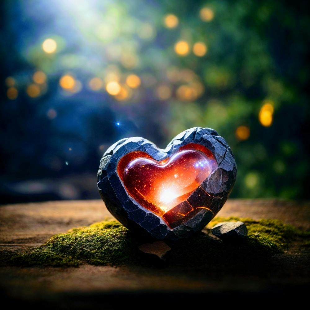 Photoreal Beautiful Air Stone Heart With Magic Shining 1 2