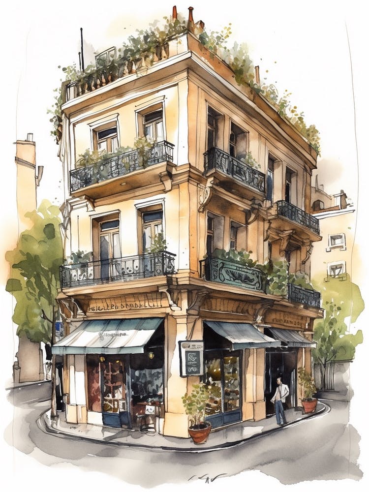 Palermo Buenos Aires Neighborhood, Watercolour 5