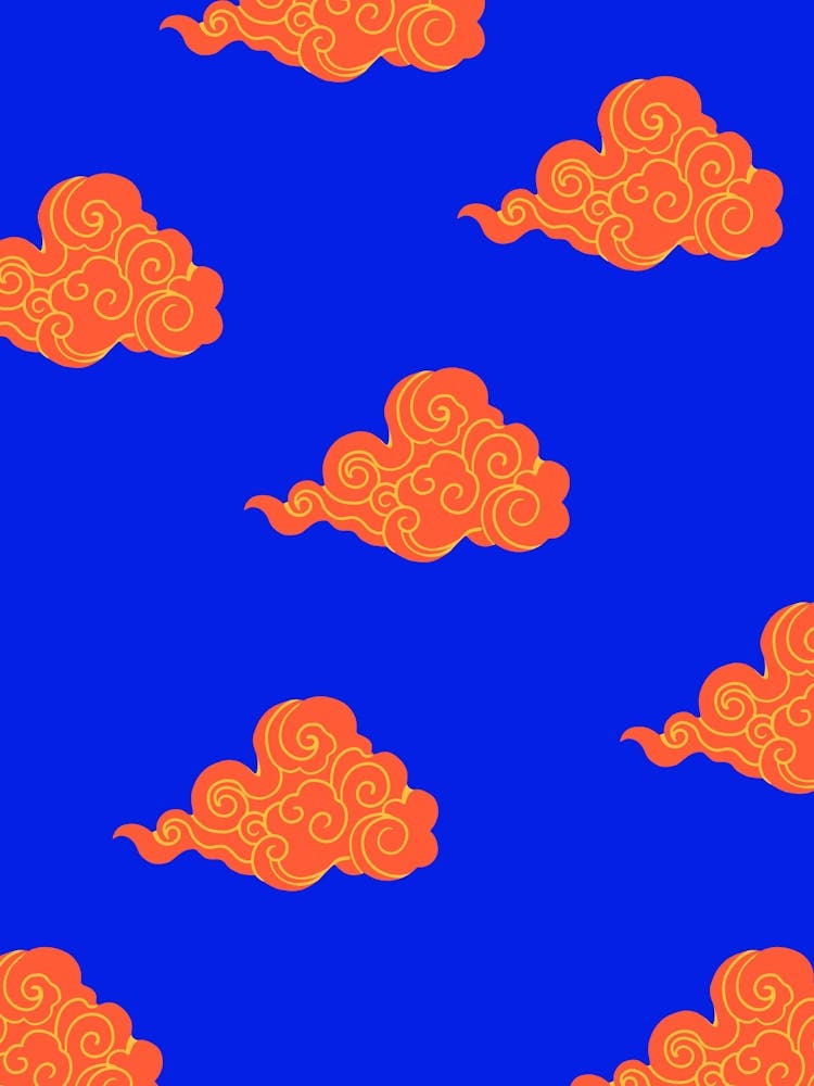 Cloud Pattern Blue & Orange