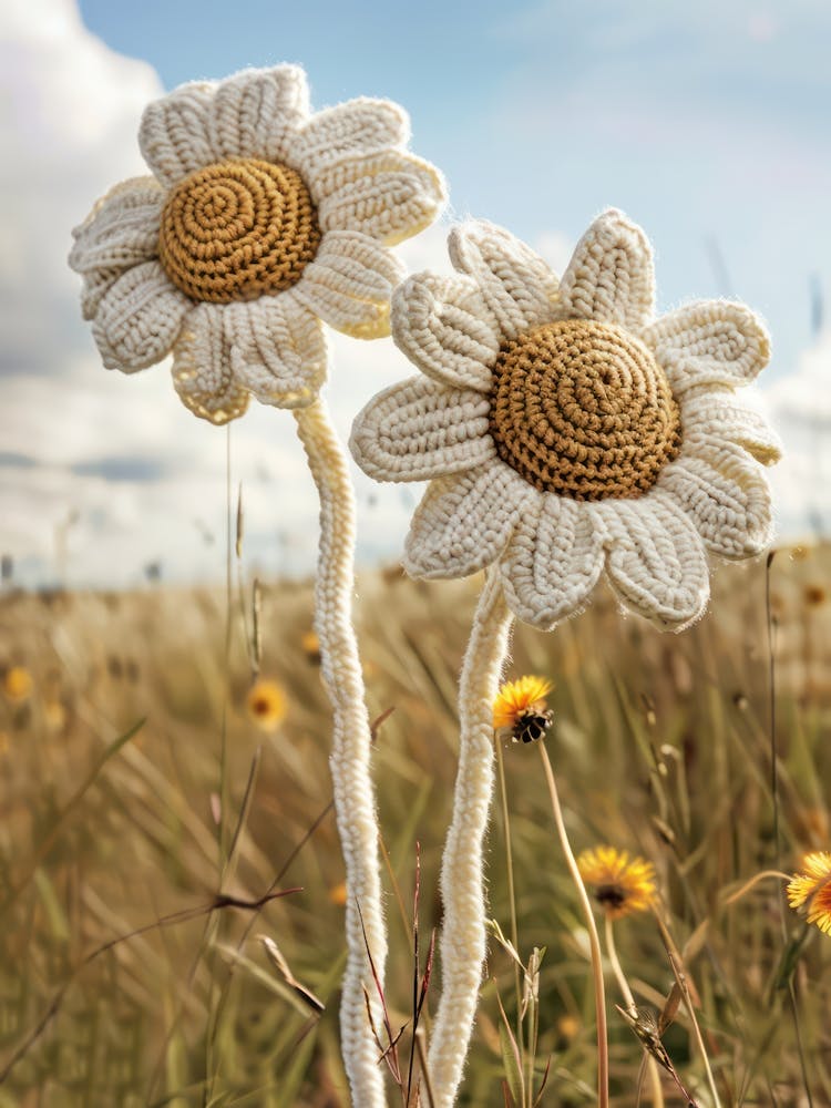 Double Daisy Knitted In Crochet 4