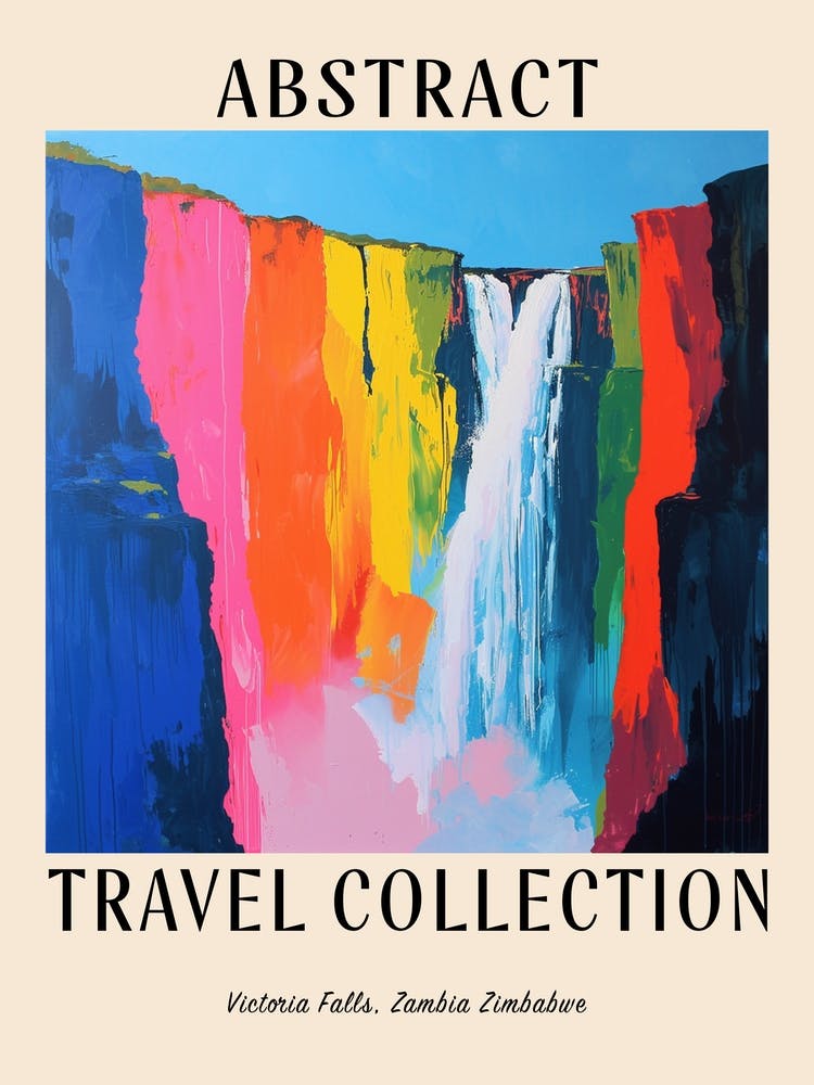 Abstract Travel Collection Poster Victoria Falls Zambia Zimbabwe 2