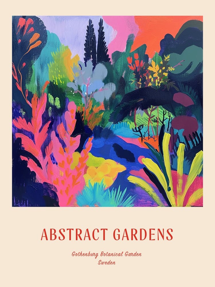 Colourful Gardens Gothenburg Botanical Garden Sweden 1 Red Poster