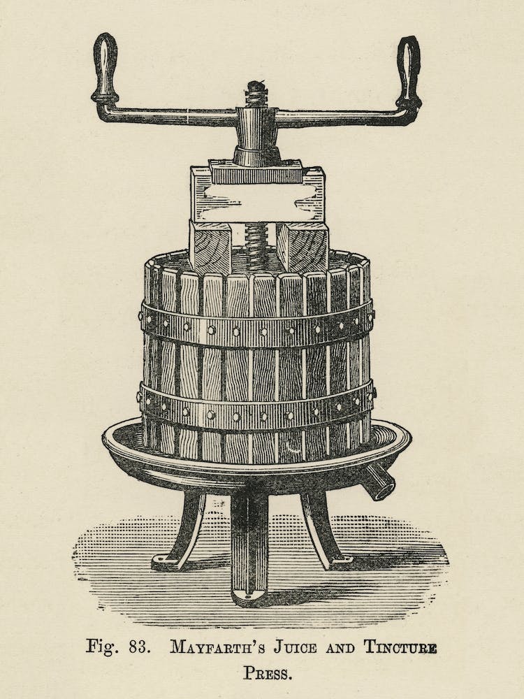 Vintage Illustration Of Mayfarth S Juice And Tincture Press, John Wright