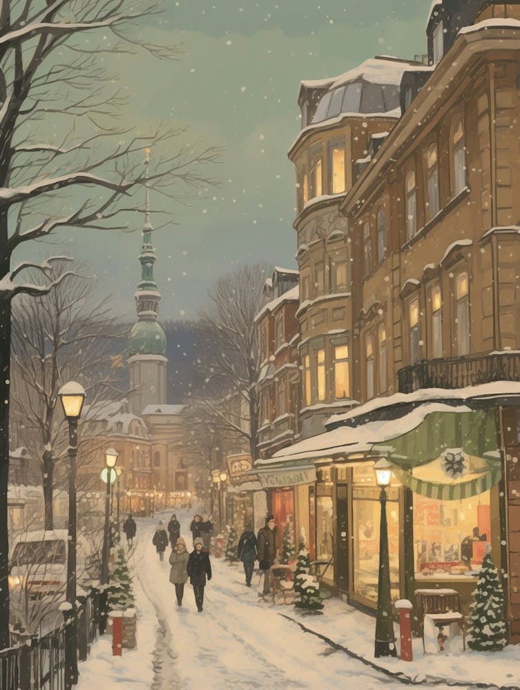Vintage Winter Illustration Berlin Germany 2