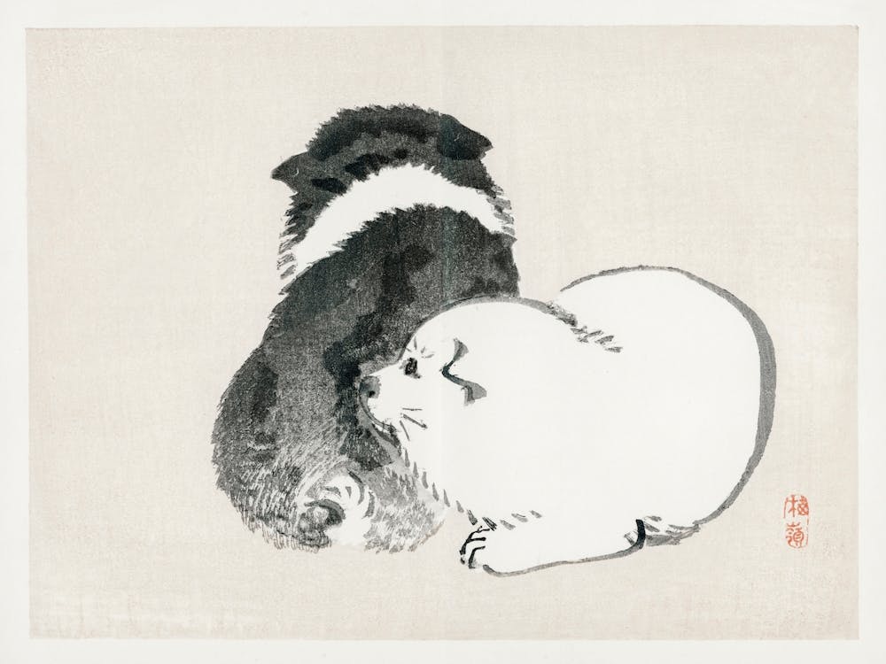 Black And White Puppies, Kōno Bairei