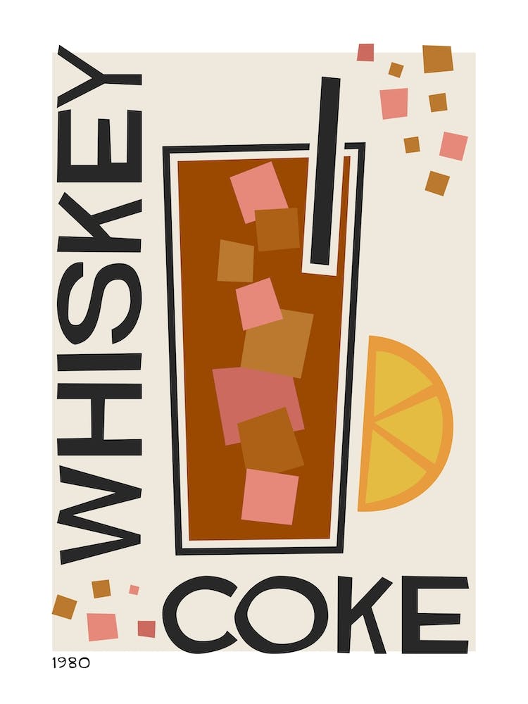 Whiskey Coke Retro Cocktail  Neutral