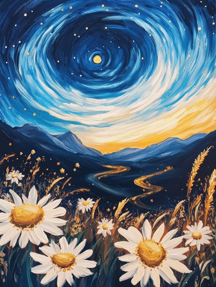 Starry Night With Daisies