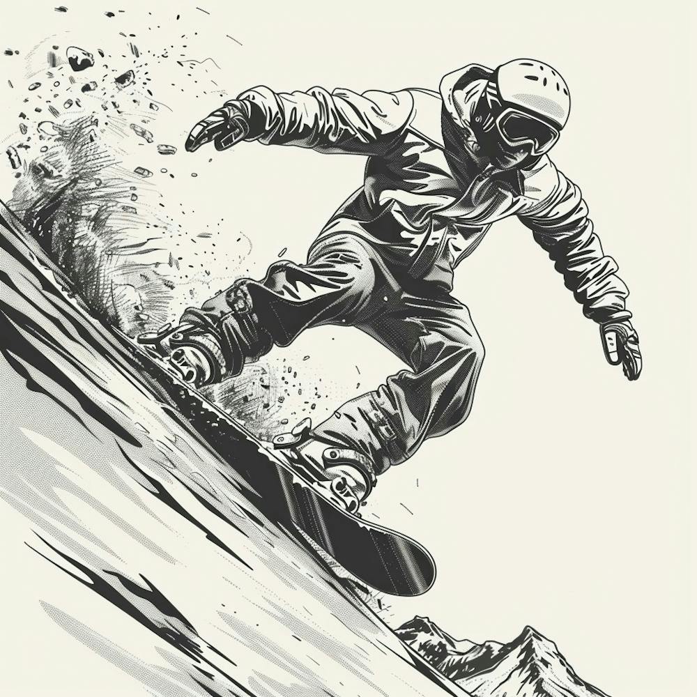 Snowboarder In Black And White 1