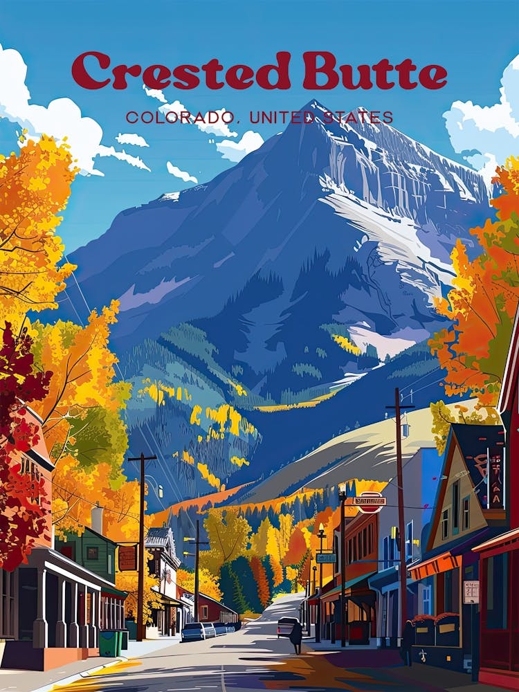 Crested Butte Colorado Fall Art Illustration