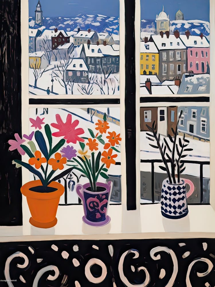 Le rebord de fenêtre d'Édimbourg Écosse Neige Inspiré par Matisse 2