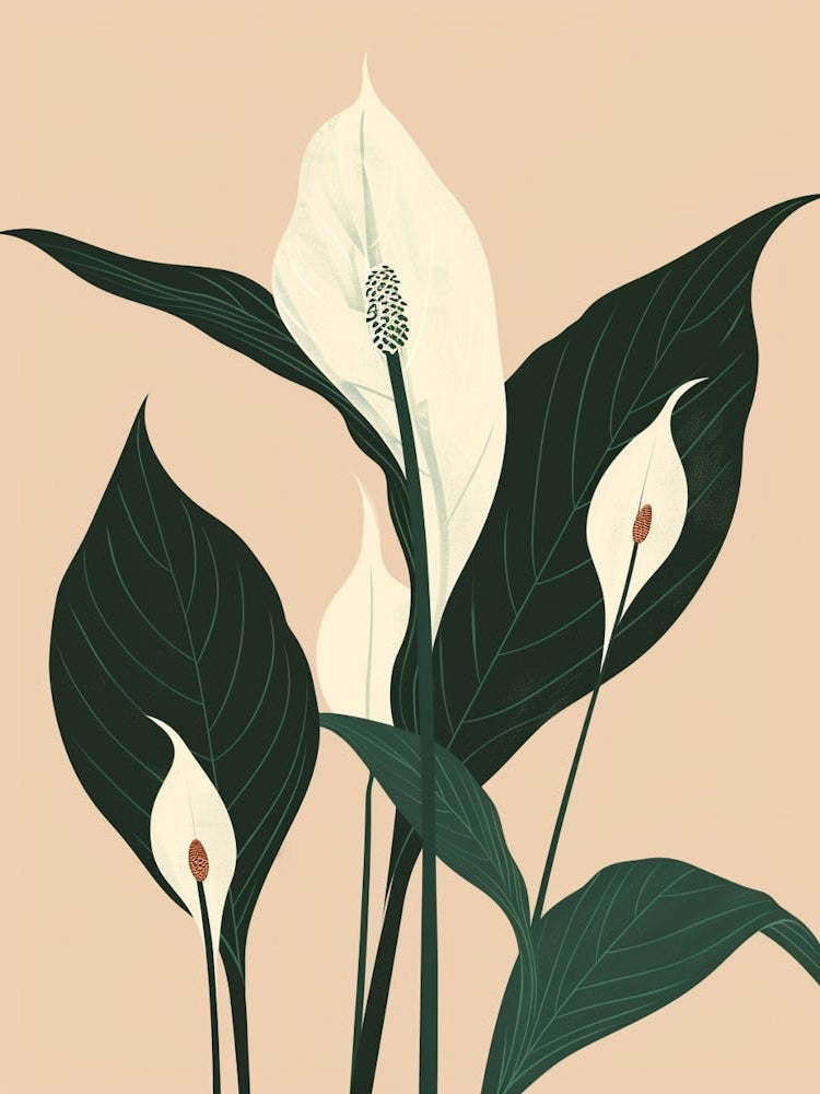 Peace Lily Plant Minimalist Illustration 8