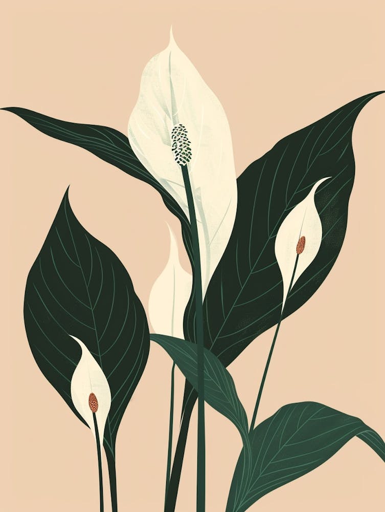 Peace Lily Plant Minimalist Illustration 8
