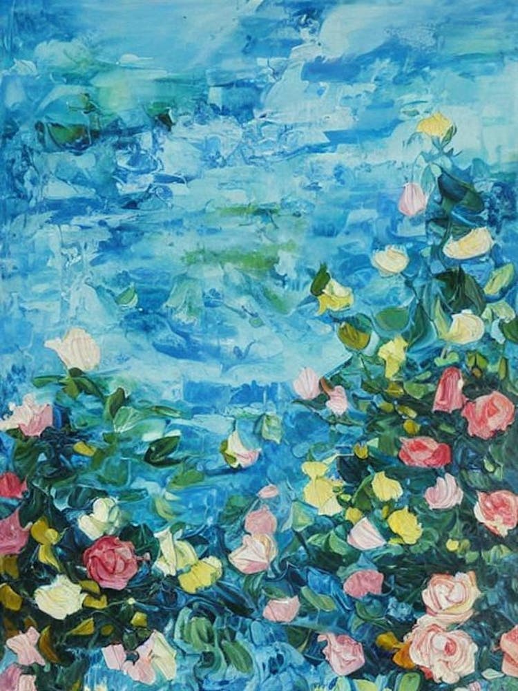 Rose Floral Print Bright Painting Flower