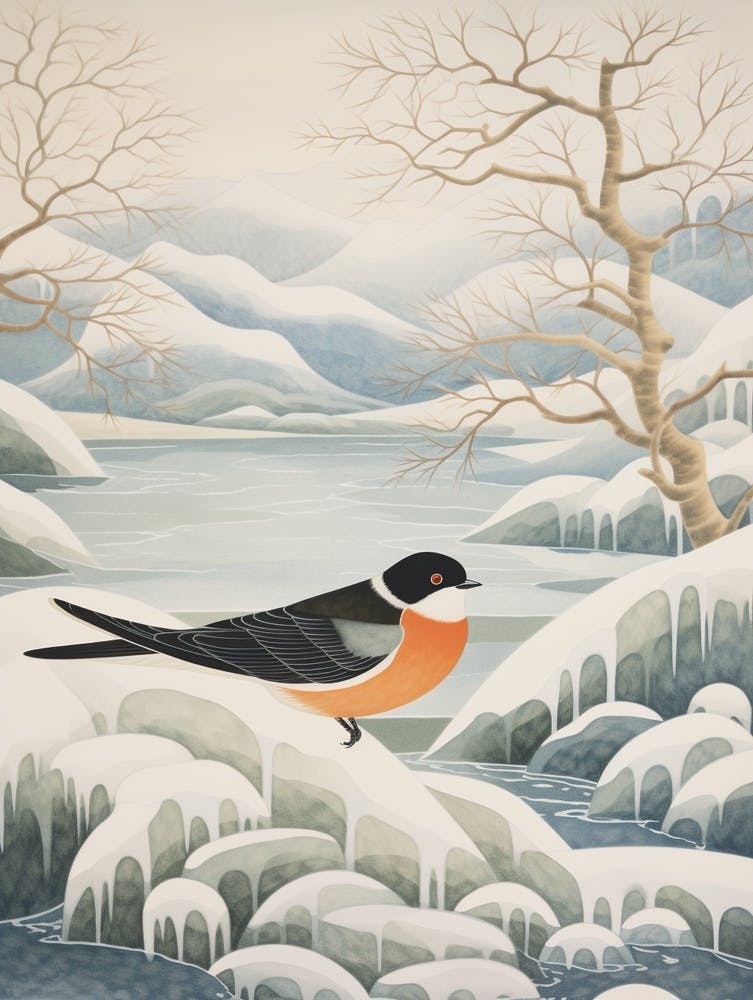 Winter Bird Painting Swallow 3