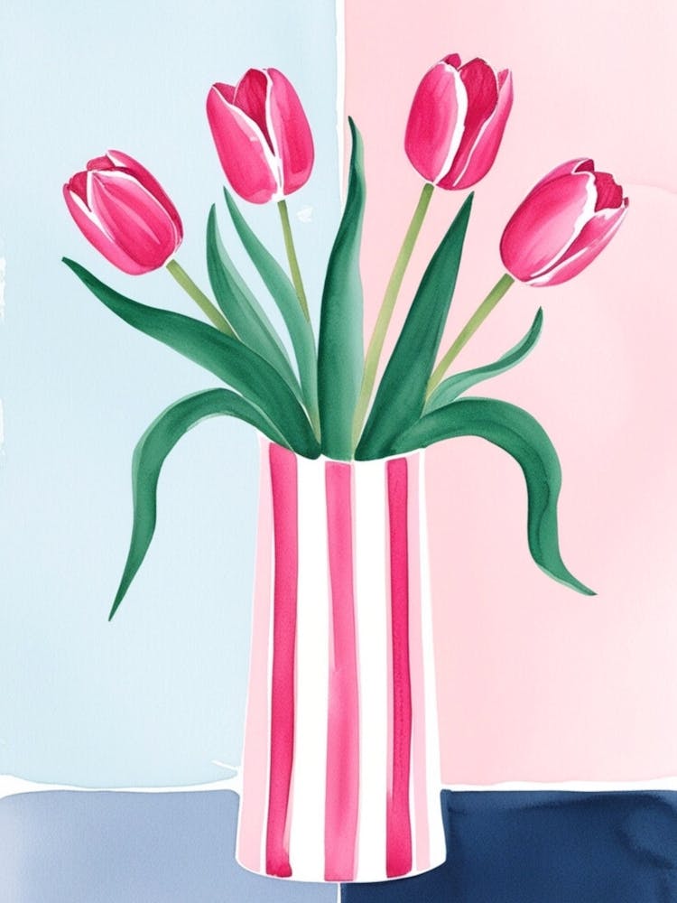 Pink Tulips In A Vase 3