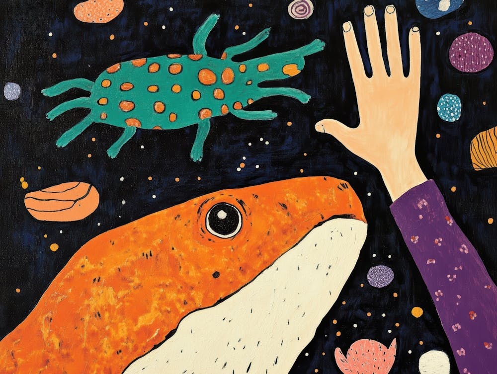 Hand Reaching For A Fish