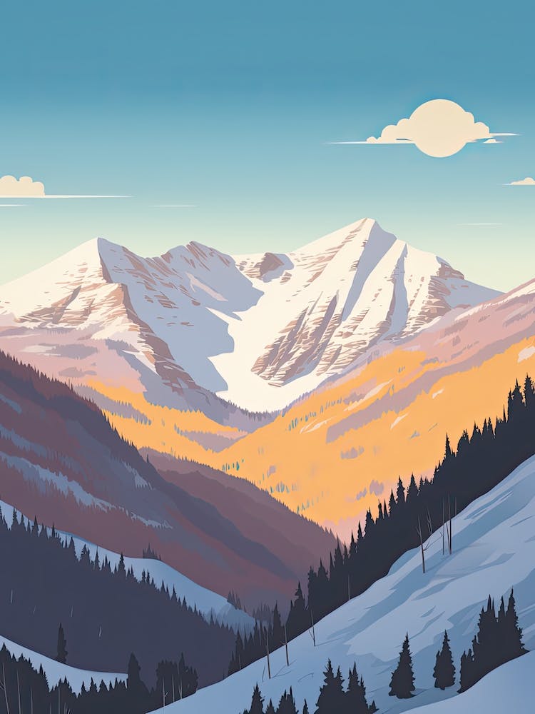 Aspen Snowmass   Colorado, Usa, Ski Resort Illustration 3 Simple Style