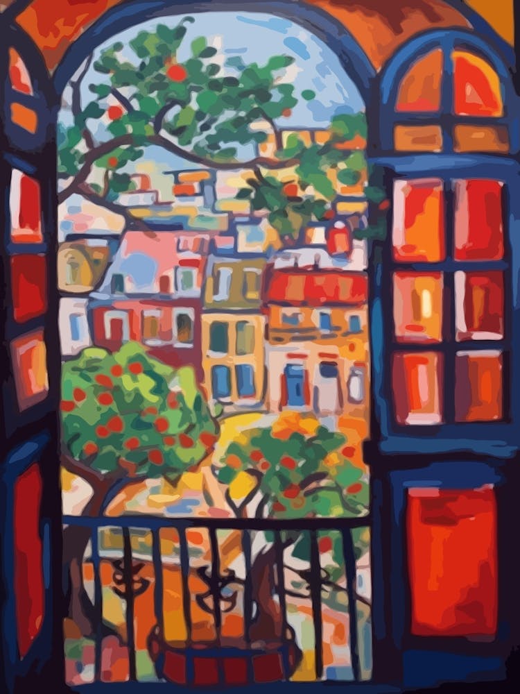 Window View Of Amsterdam In The Style Of Fauvist 4