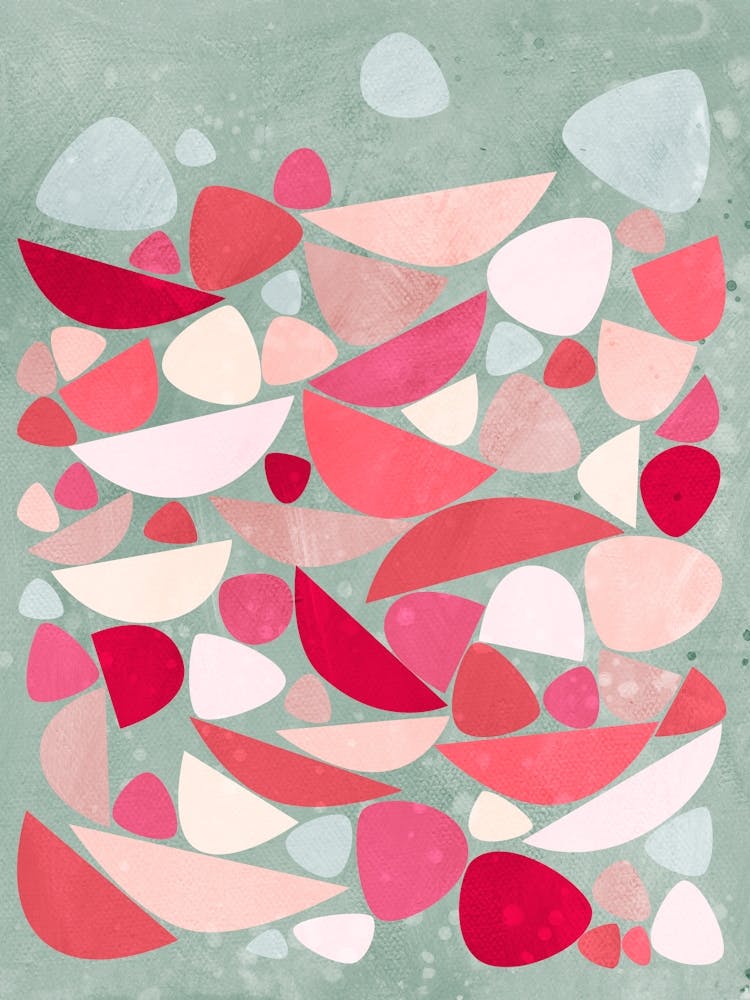 Sea Bed Abstract Red Coral Pink Sea Foam Green