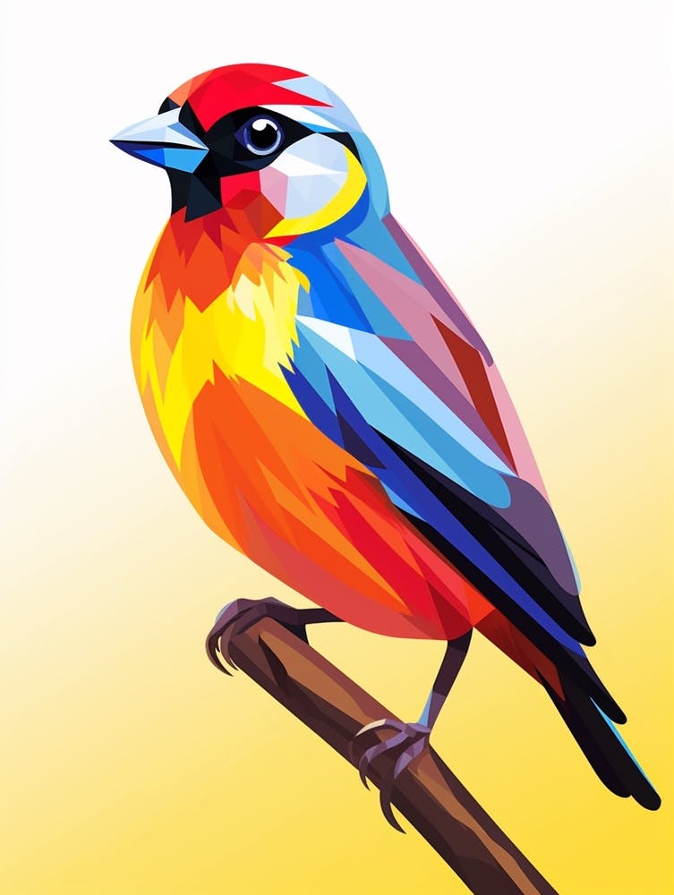 Colourful Geometric Bird Finch 3