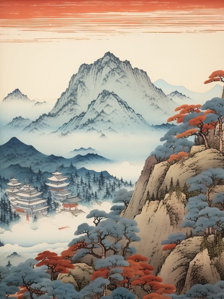 Koya San In Wakayama, Ukiyo E Drawing 3