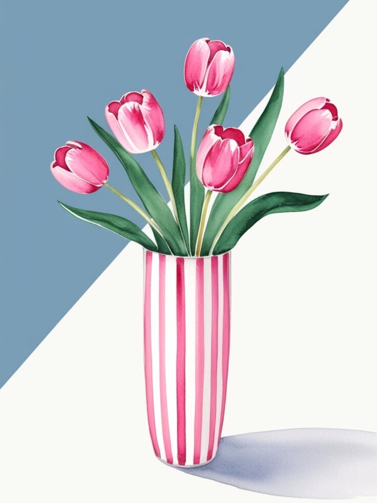 Pink Tulips In A Vase 1