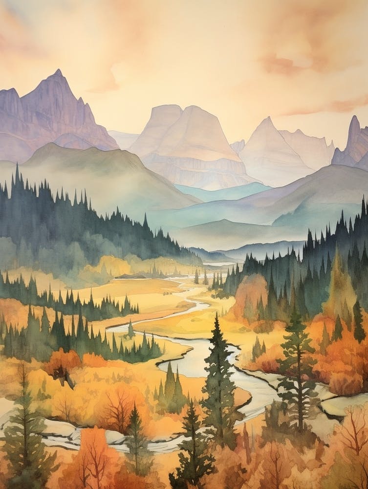 Autumn National Park Painting Yoho National Park British Columbia Canada 1