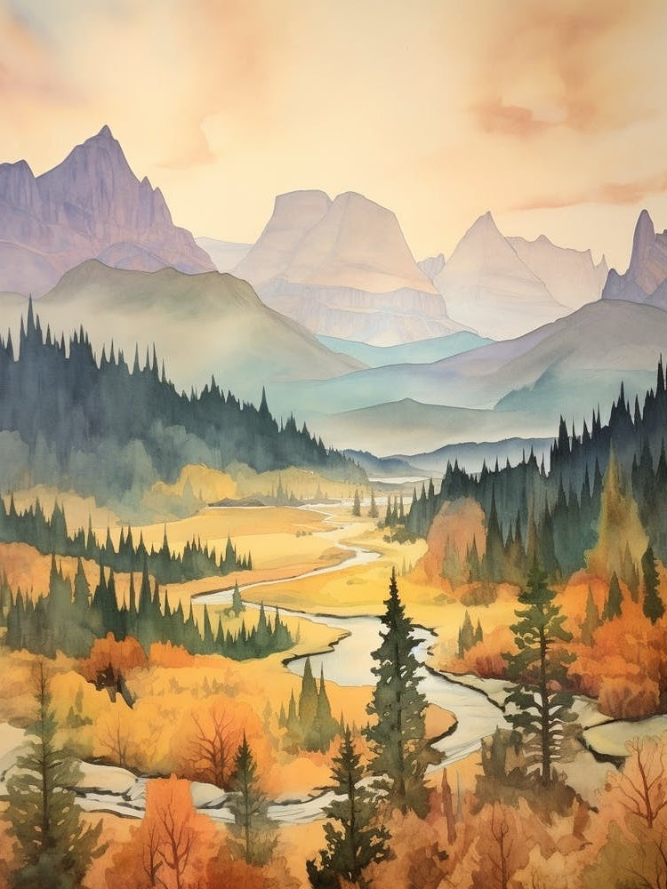 Autumn National Park Painting Yoho National Park British Columbia Canada 1