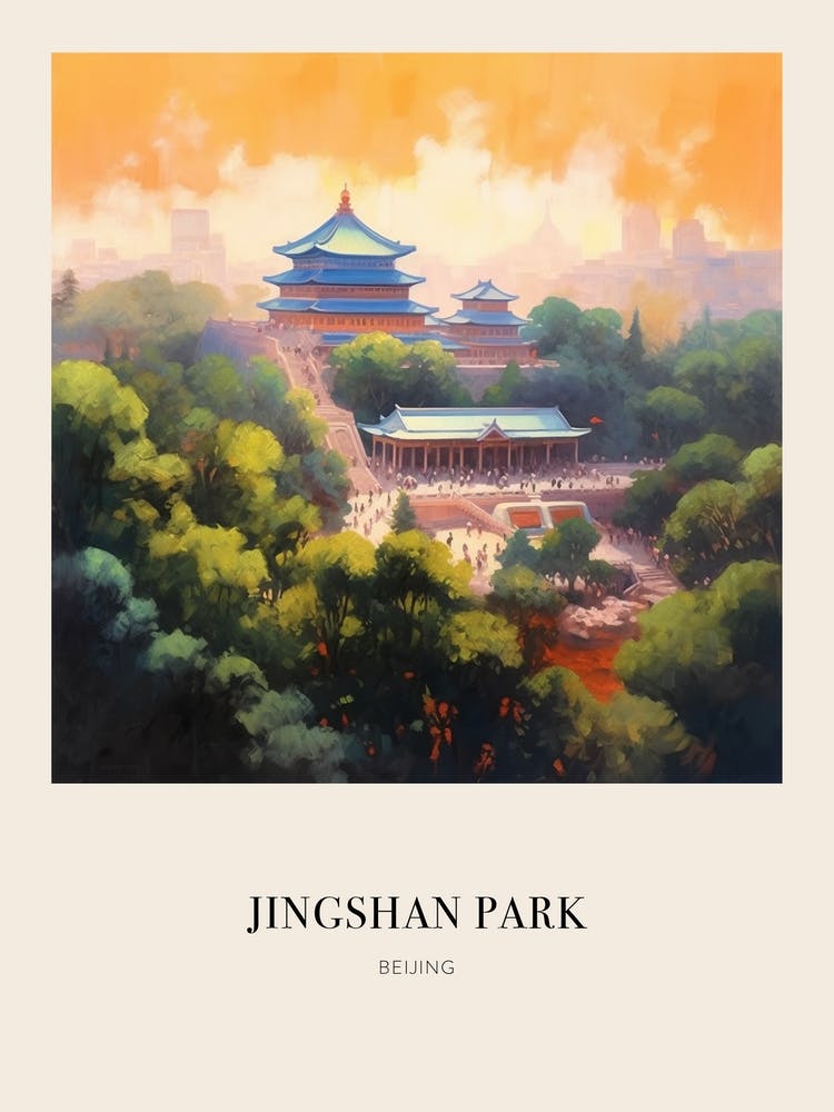 Jingshan Park Beijing China 2 Vintage Cezanne Inspired Poster