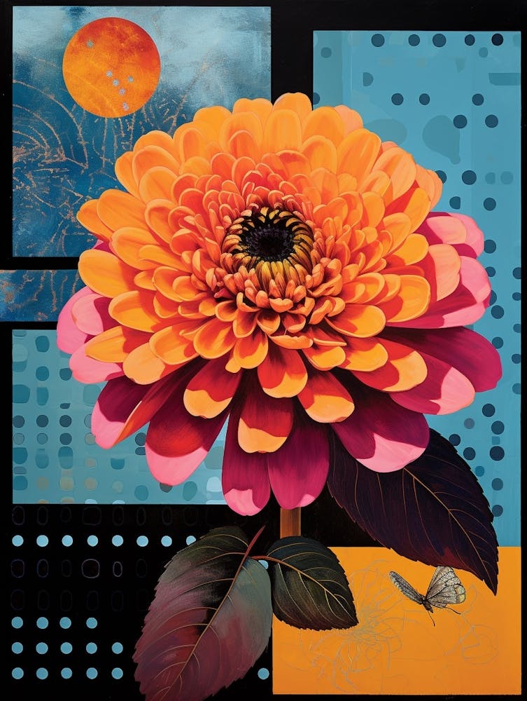 Surreale Blumen Zinnie 3 Blumenmalerei