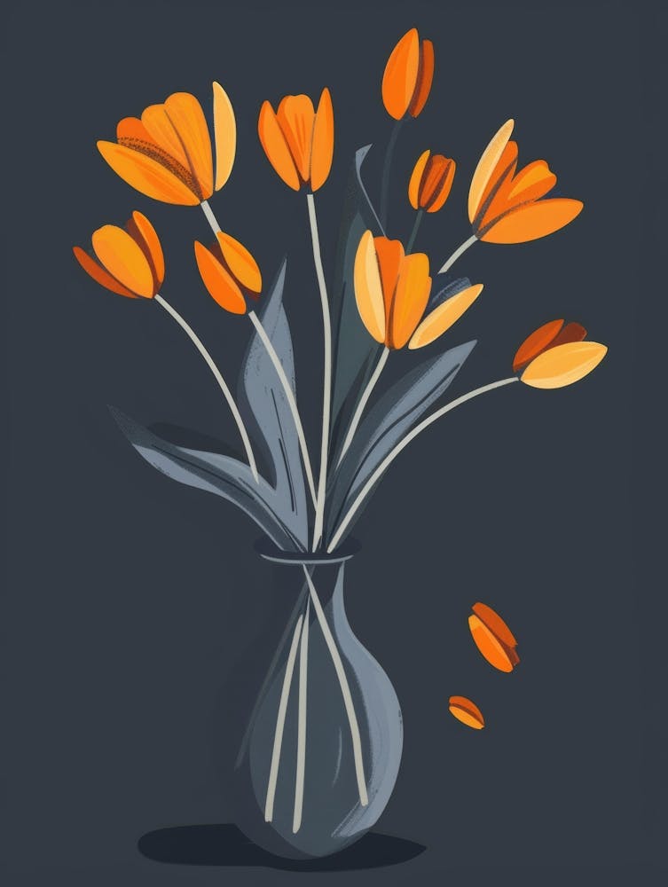 Orange Tulips In A Vase 1