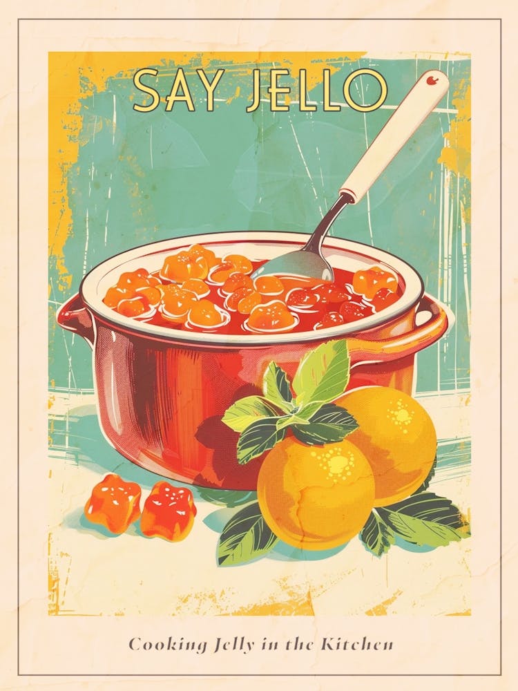 Cooking Orange Jelly Retro Illustration Poster