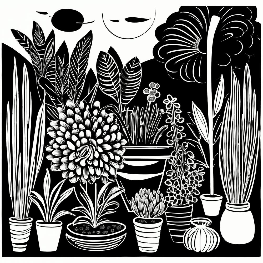 Lion cut inspired Black and white Garden plants & flowers art, Gardening art, Garden 223