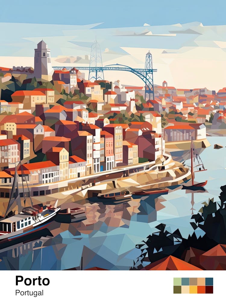 Porto, Portugal, Geometric Illustration 4 Poster