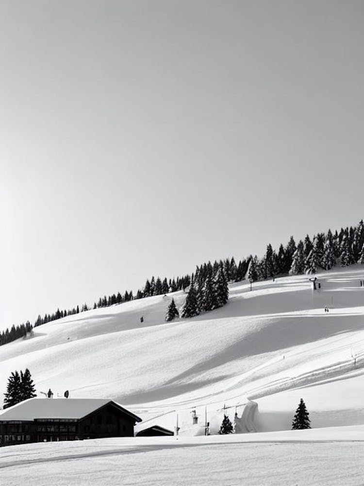 Jahorina, Bosnia And Herzegovina Black And White Skiing Poster