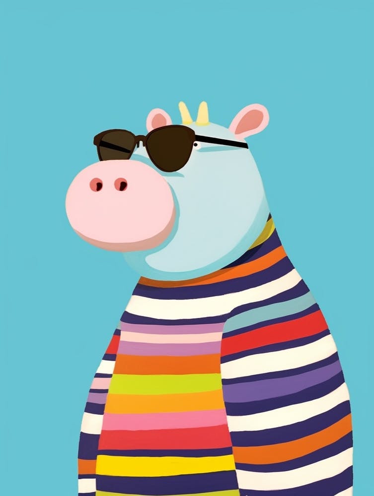 Little Hippo 2 Wearing Sunglasses