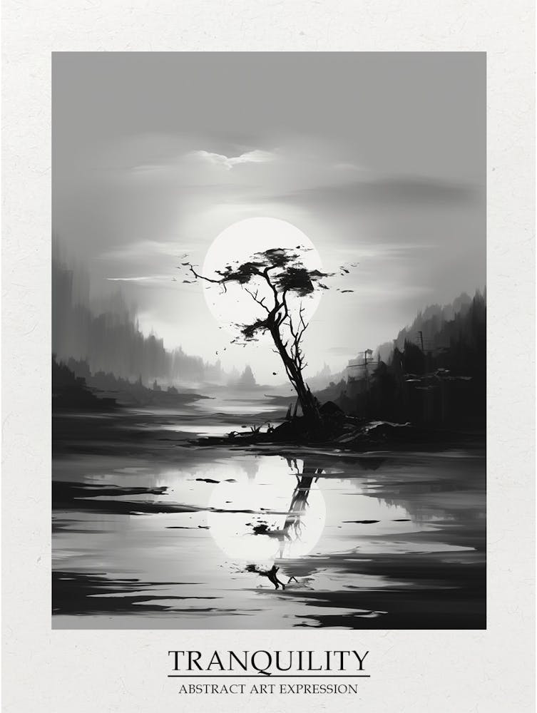Tranquility Abstract Black And White 5 Poster