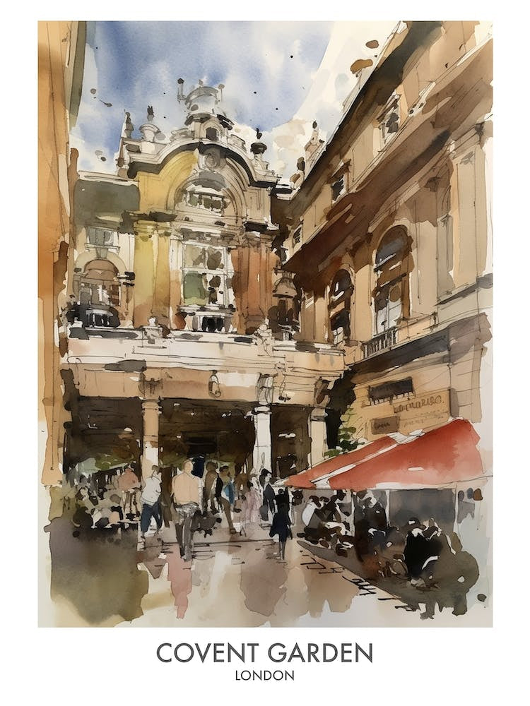 Covent Garden 2 Watercolour Travel Poster