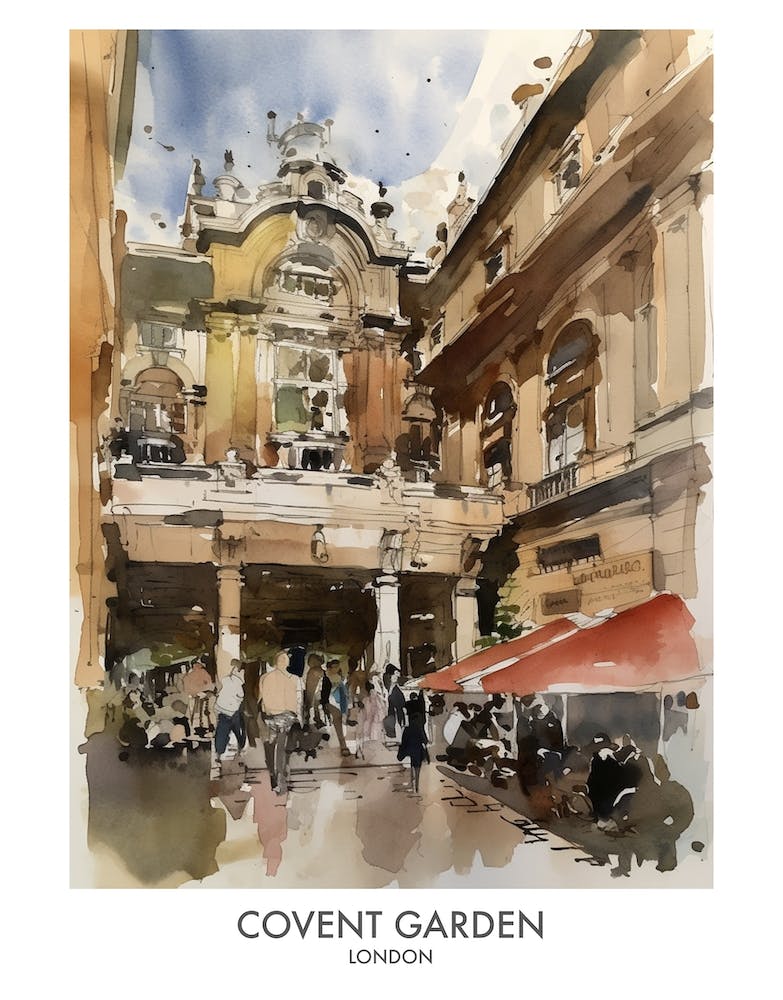 Covent Garden 2 Watercolour Travel Poster