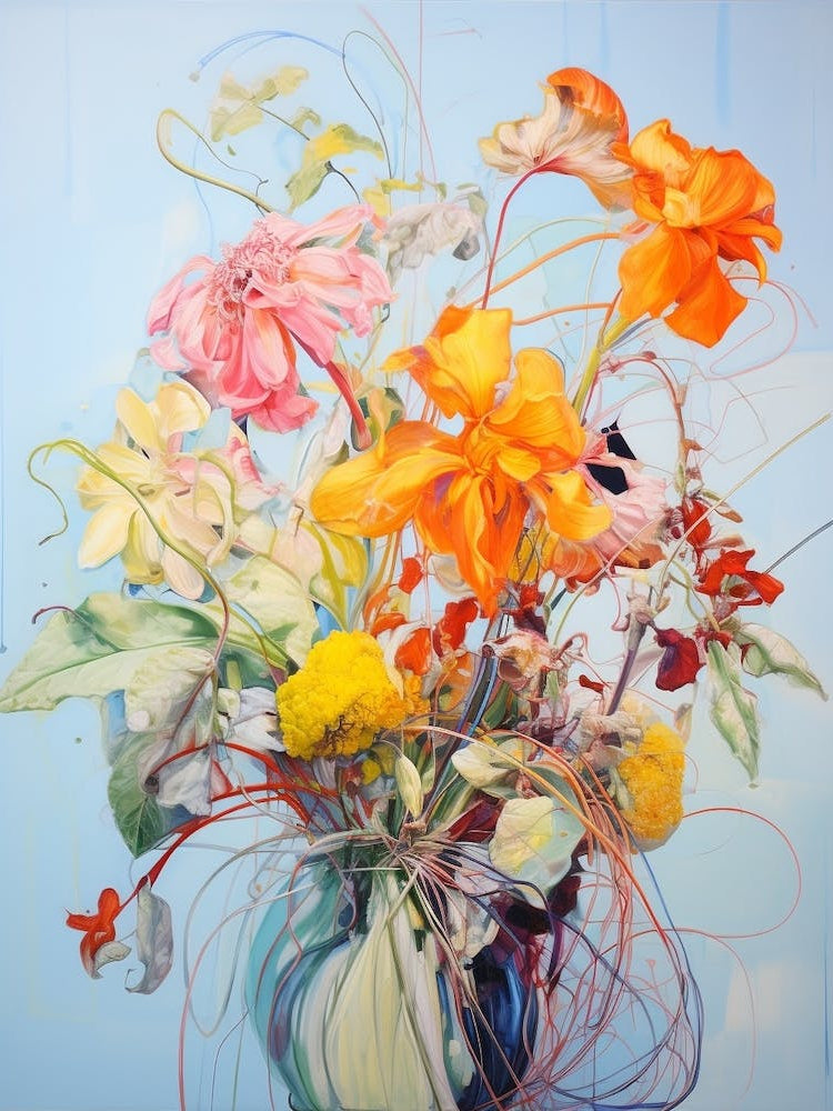 Abstract Flower Painting Bergamot 2