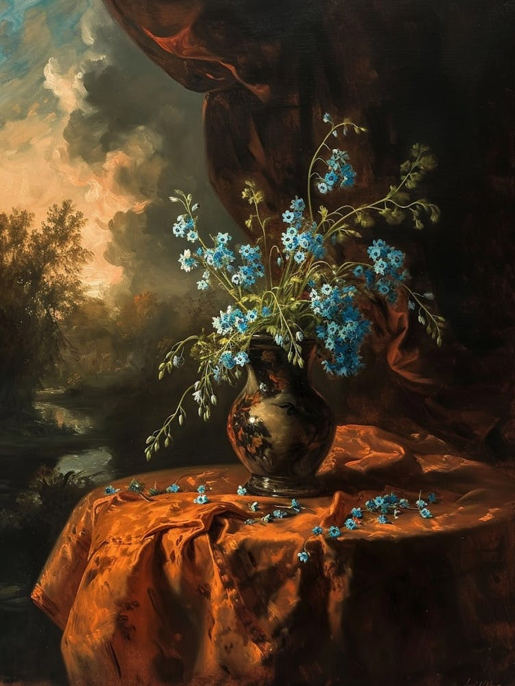 Baroque Floral Still Life Forget Me Nots 3