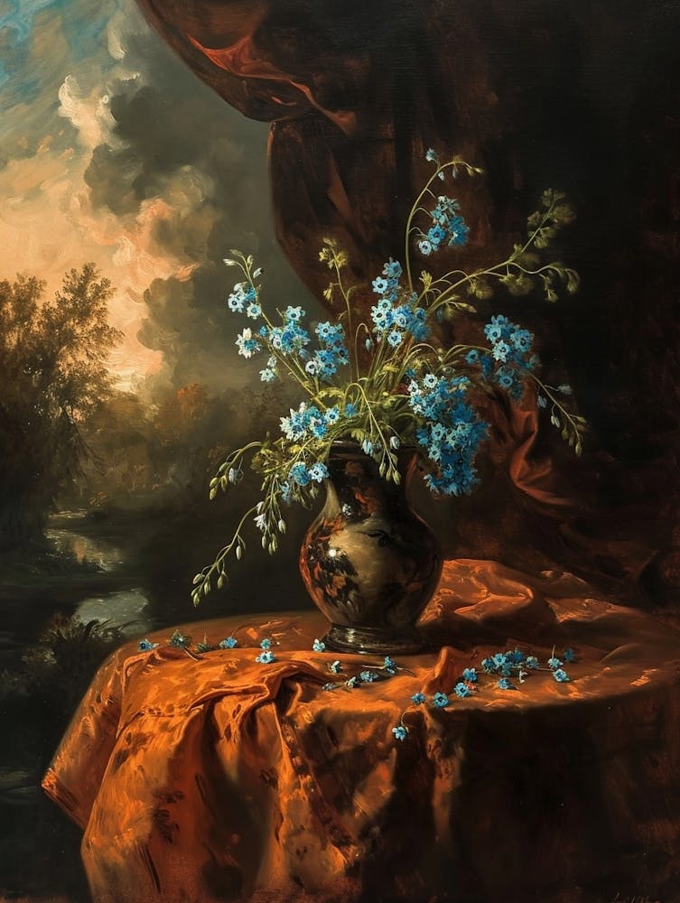 Baroque Floral Still Life Forget Me Nots 3