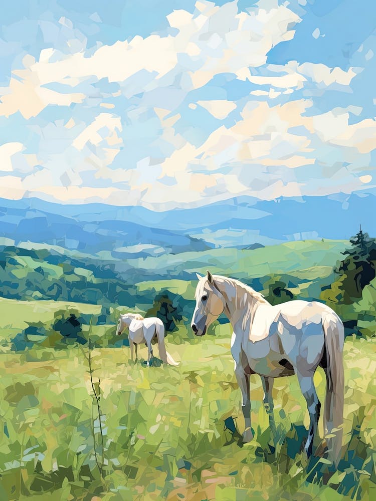 Horses Painting In Blue Ridge Mountains Virginia, Usa 1