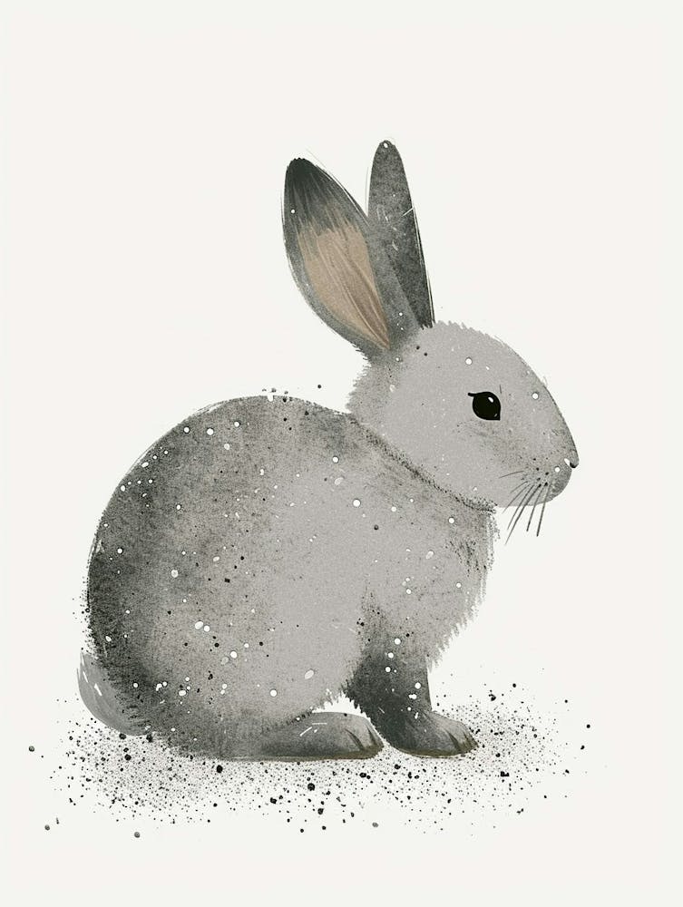 Lapin Argenté Anglais Illustration pour Chambre d'Enfant 1